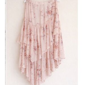 LoveShackFancy Blush Floral Asymmetrical Skirt